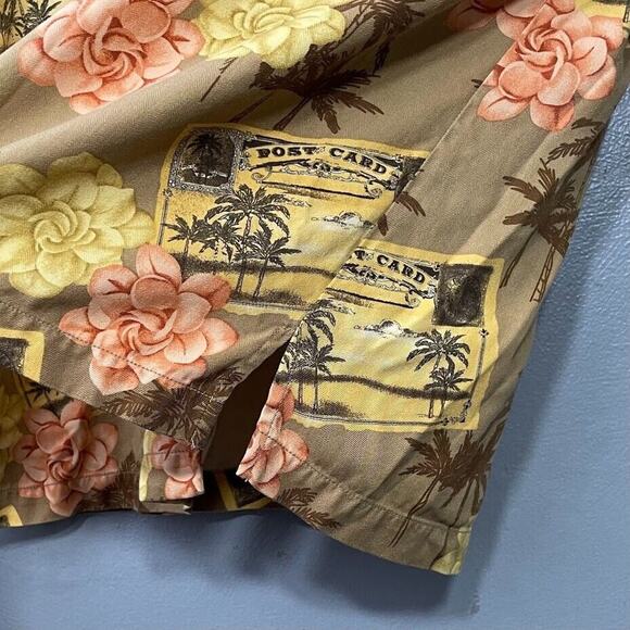 Tommy Bahama Mens Size XL Button Up Silk Hawaiian Shirt Floral Postcard Beach - Picture 6 of 11